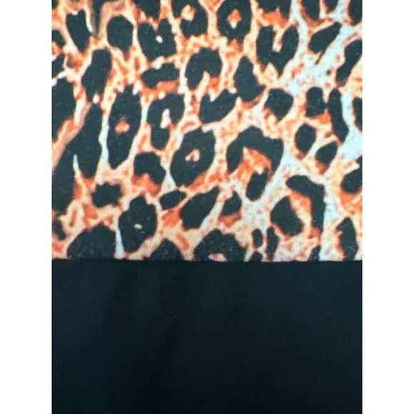Color Block Pullover Blouse Leopard Print Tunic Raglan Long Sleeve Casual Loose - Picture 8 of 9